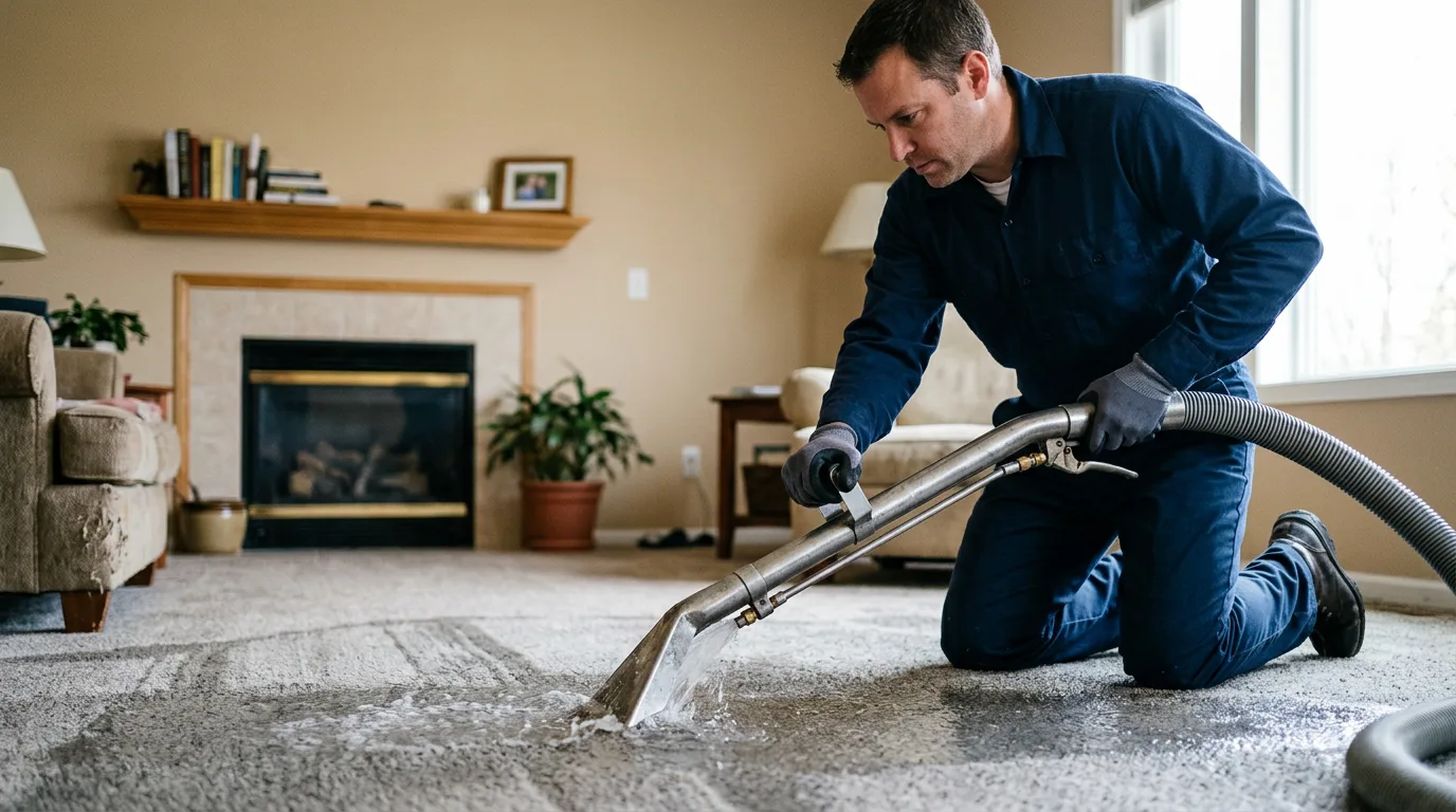 Water damage restoration technician working near Assawoman, VA